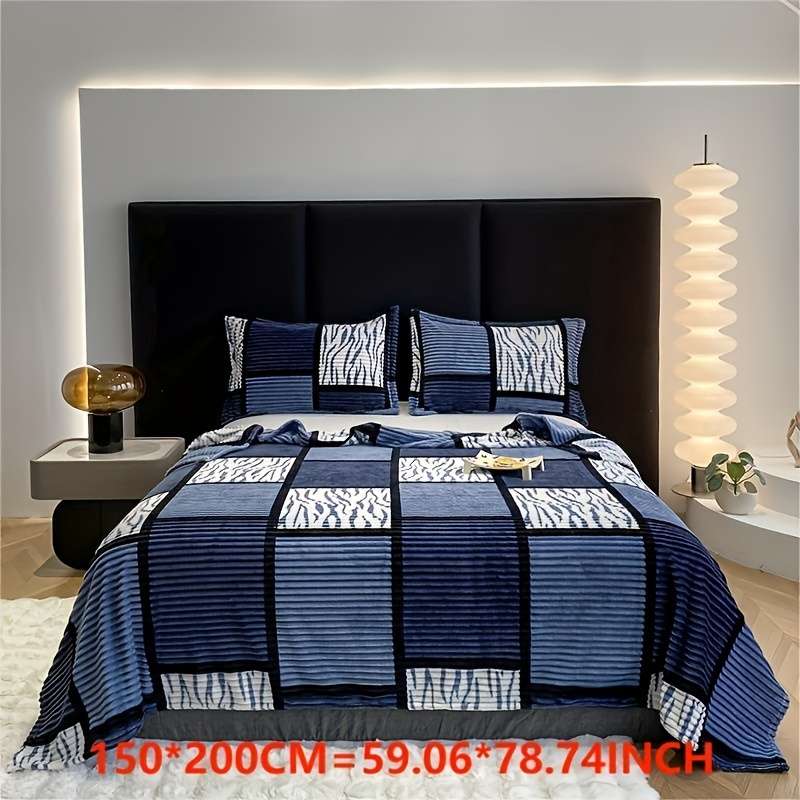 1ps Blanket Color Red And Blue Grid size 70x100