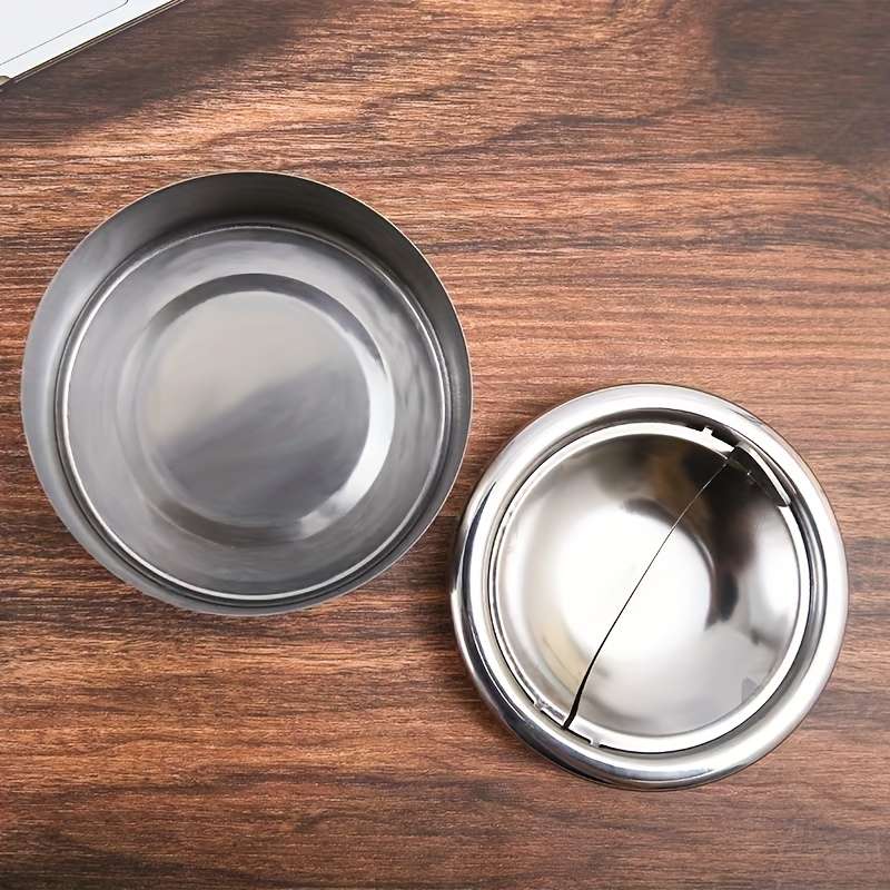 1pc Stainless Steel Windproof Ashtray with Lid Portable Round Design for Home and Outdoor Use