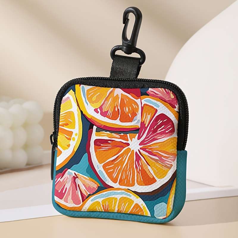 1pc A Single Piece Large Capacity Coin Purse with Lemon Slice Pattern Beautifully Simple Digital