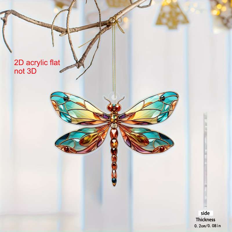 1pc 2D Flat    holiday dragonfly ornament acrylic pendant universal festival decorati