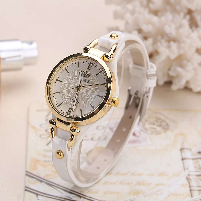 1pc Elegant Women's Quartz Watch Minimalist Brown Faux Leather Strap Golden-Tone Case White Dial Non