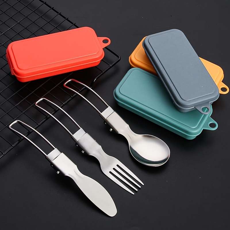 3pcs Stainless Steel Cutlery Set Portable Spoon Fork and Knife Polished Finish Compact and
