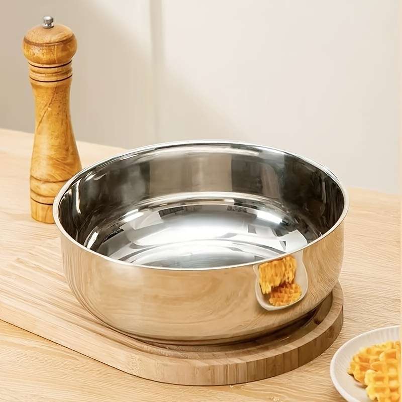 2pcs Large Silvery Stainless Steel Mixing Bowls Rust Resistant Deep And Wide Suitable for K