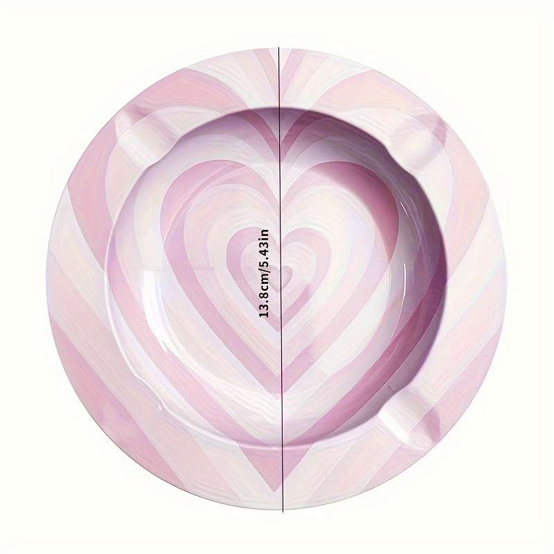 1pc Creative Tinplate Ashtray with Artistic Design C Durable Round Decorative Tray for Home Of