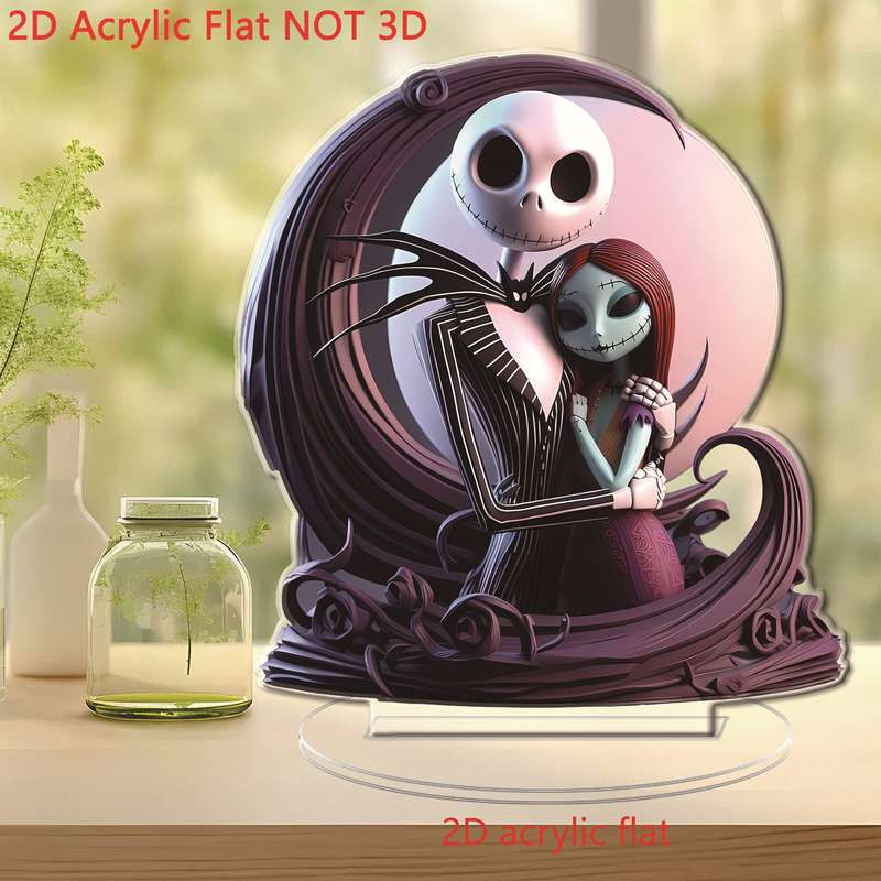 1pc 2D Flat   Disney Jack and Sally Pumpkin King  Acrylic Desktop Ornaments Valentine's D