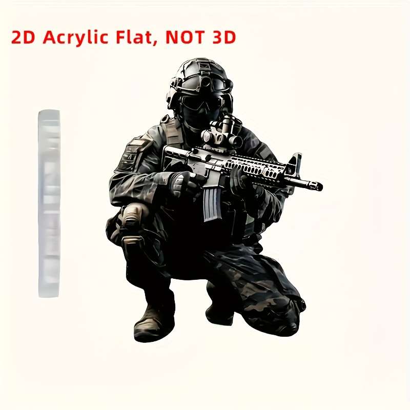 1pc 2D Flat  Men'S and Women'S Keychain Holiday Ornament Flat Acrylic Special Forces Soldier Car Re