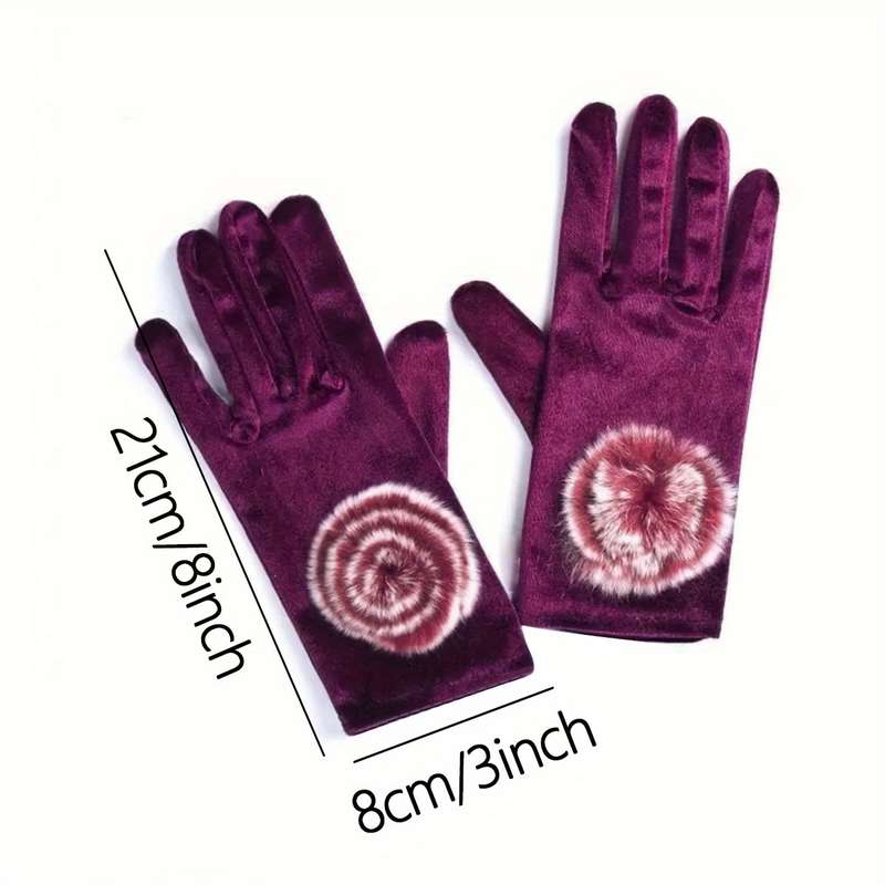 1 Pair Brown Warm Gloves