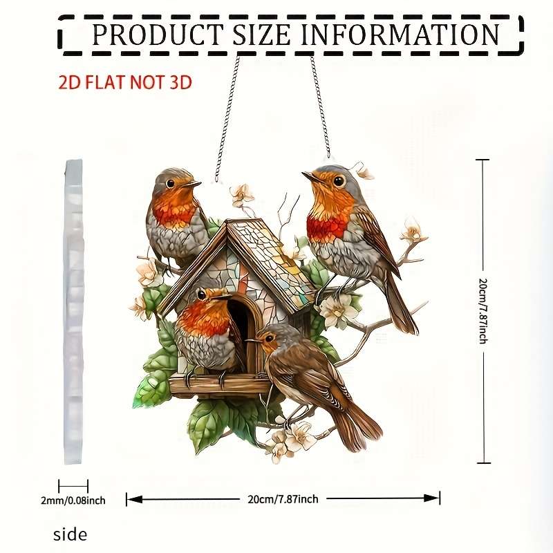 1pc 2D Flat A  Art Piece Featuring a Renaissance Robin Birdhouse Sunshade Board Measuring 20.32 cm