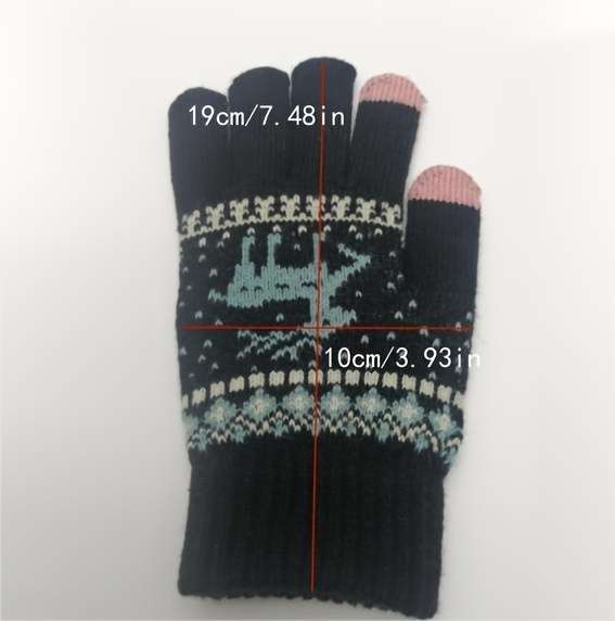 1 Pair Acrylic Items Black Warm Gloves