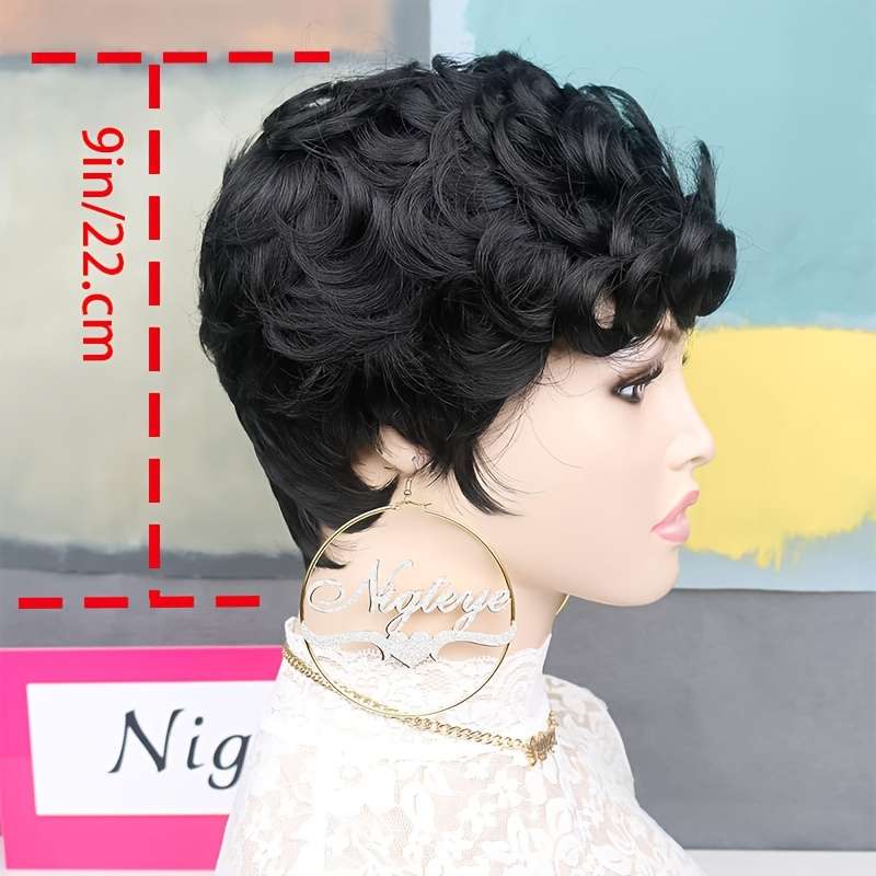 1Pc Black 25.4cm Fashion Design Wig