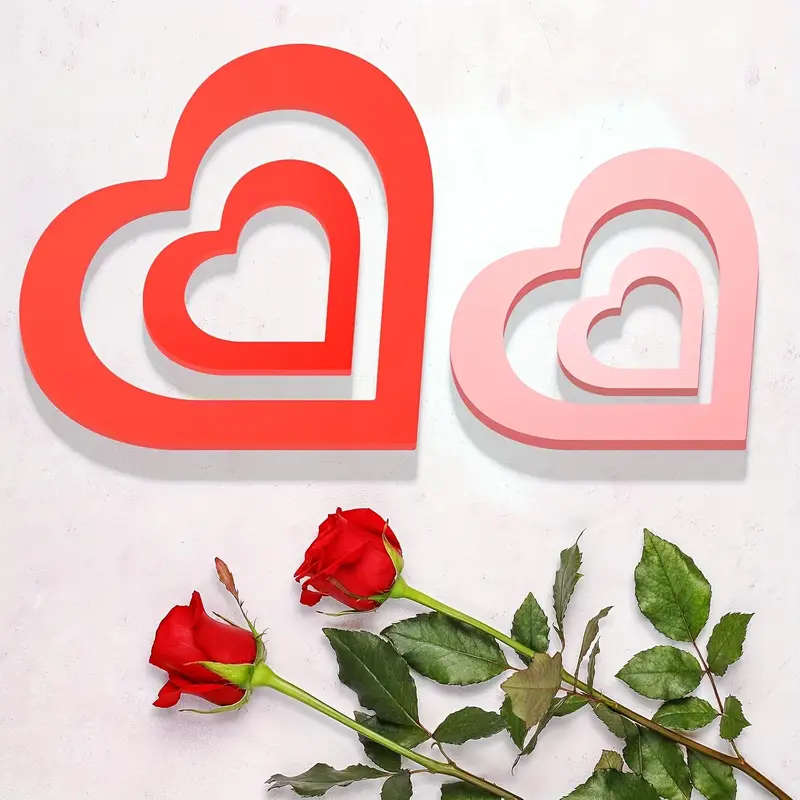 3pcs Heart Centerpiece Heart Shape Sign for Romantic Valentines Day Table Fireplace Home Decor Weddi