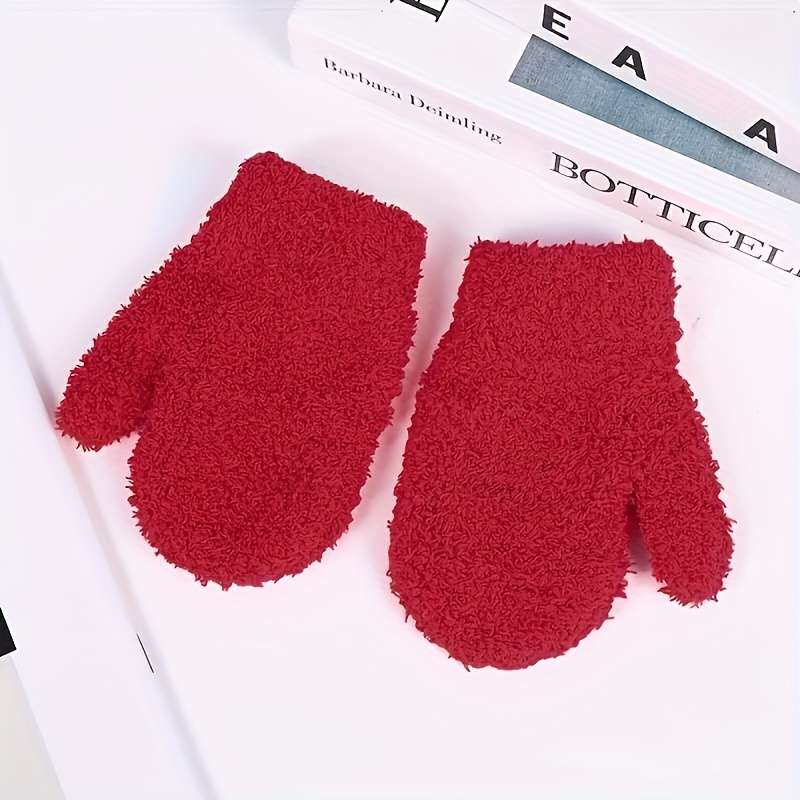1 Pair Red Warm Gloves