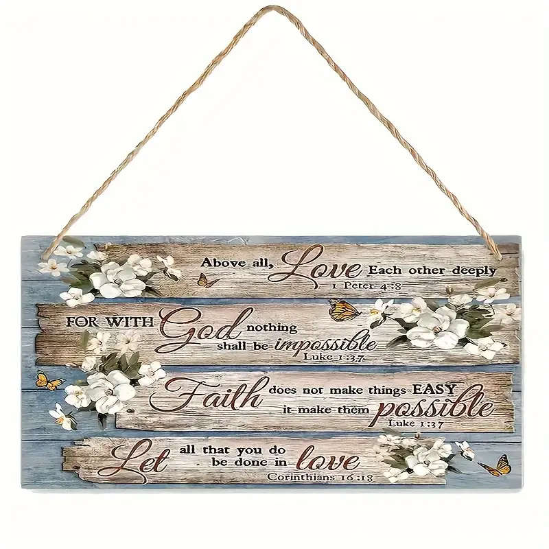 1pc Inspirational Scripture Verses with Floral Wood Wall Art Ideal for Home, Living Room Bedroom Dec