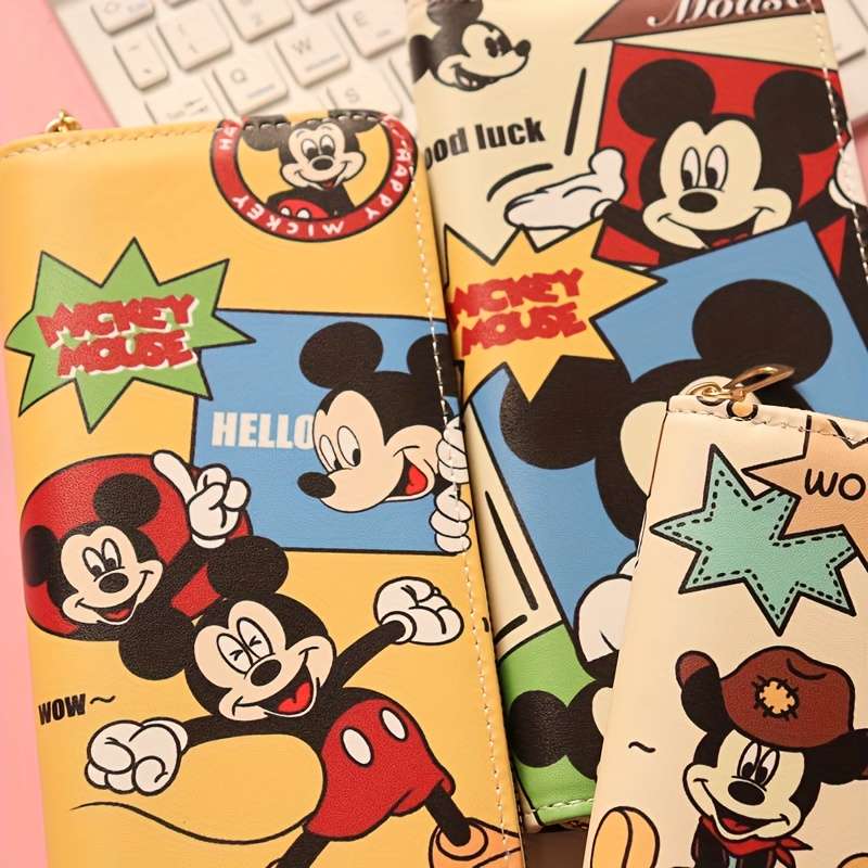 1pc Disney 1pc Cartoon Mickey Men and Women Wallet Mickey Mouse Printed Anime Fashion Long Zipper