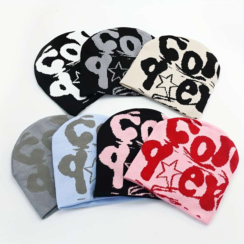 1pc Unisex Knit Beanie Trendy cope Letter Design Windproof Street Style Hat for All Season