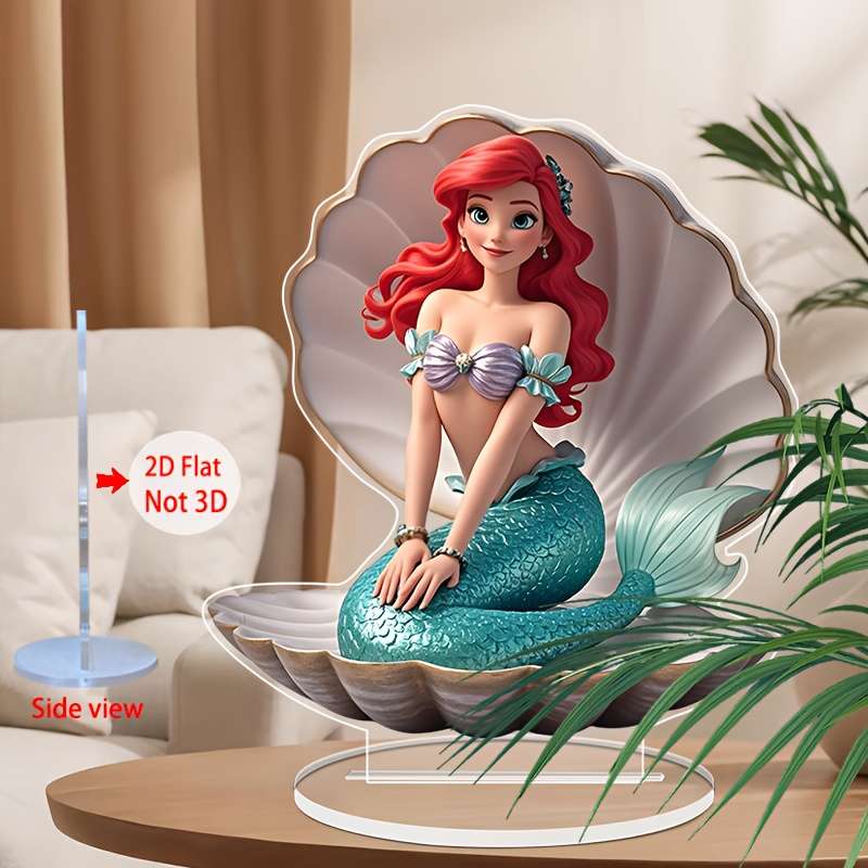 1pc 2D Flat    Acrylic Ariel Mermaid Decor Plaque 16.0cm x 18.03cm Vibrant Underwate