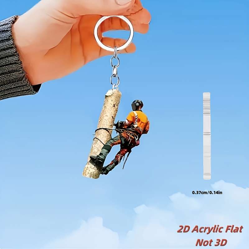 1pc 2D Flat  Acrylic Lumberjack Keychain Waterproof Durable Ideal Gift for Family and Friends U
