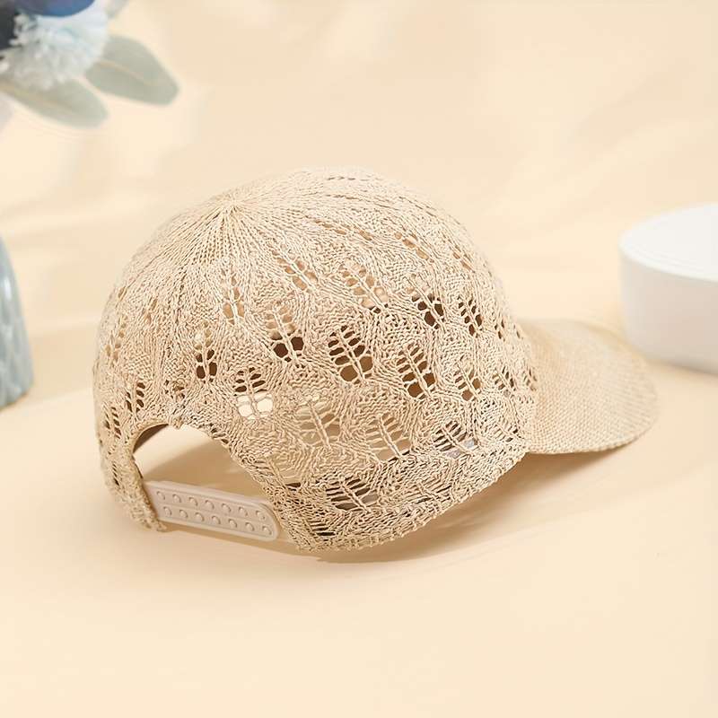 1pc Breathable Mesh Baseball Cap for Women Adjustable Lightweight Stylish Sun Hat with Hollow-