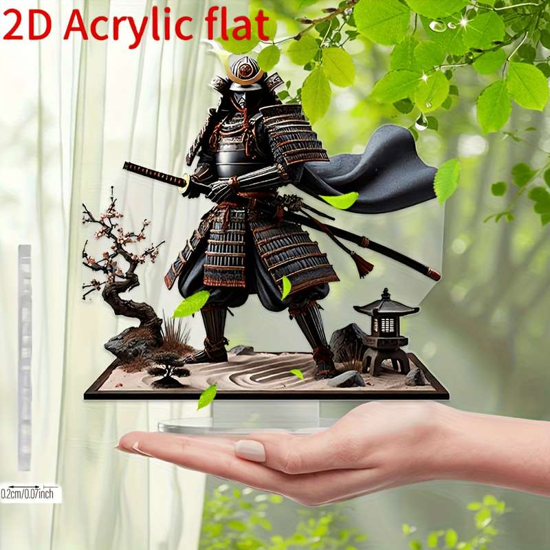 1pc 2D Flat  Printing  Acrylic Flat Samurai Armor Decorative Acrylic Figure with Sword and Zen