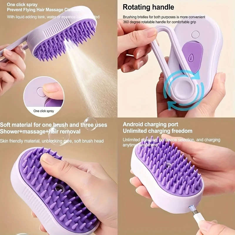 3 in 1 Steam Pet Brush