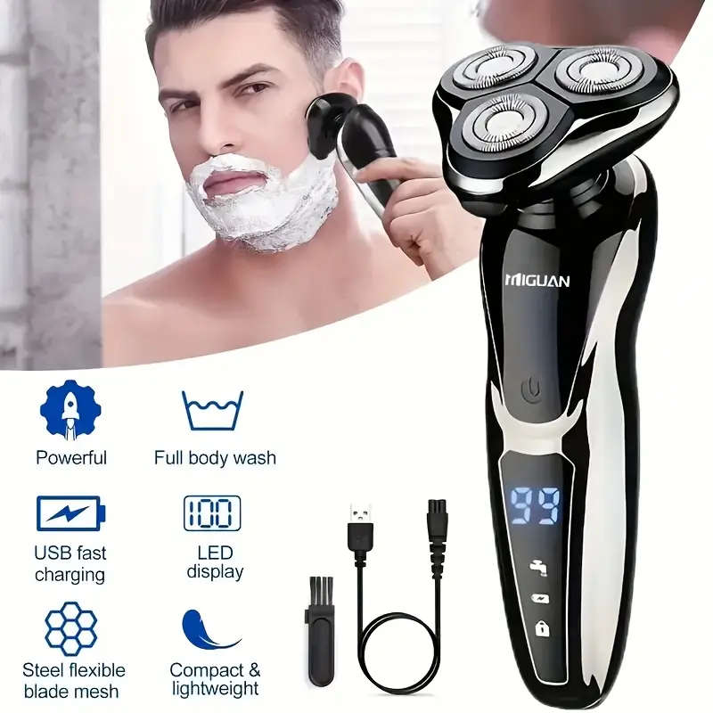 1pc Electric Shaver for Man Men'S Razor 600mAh Rechargeable Lithium Battery LED Display Stainless St