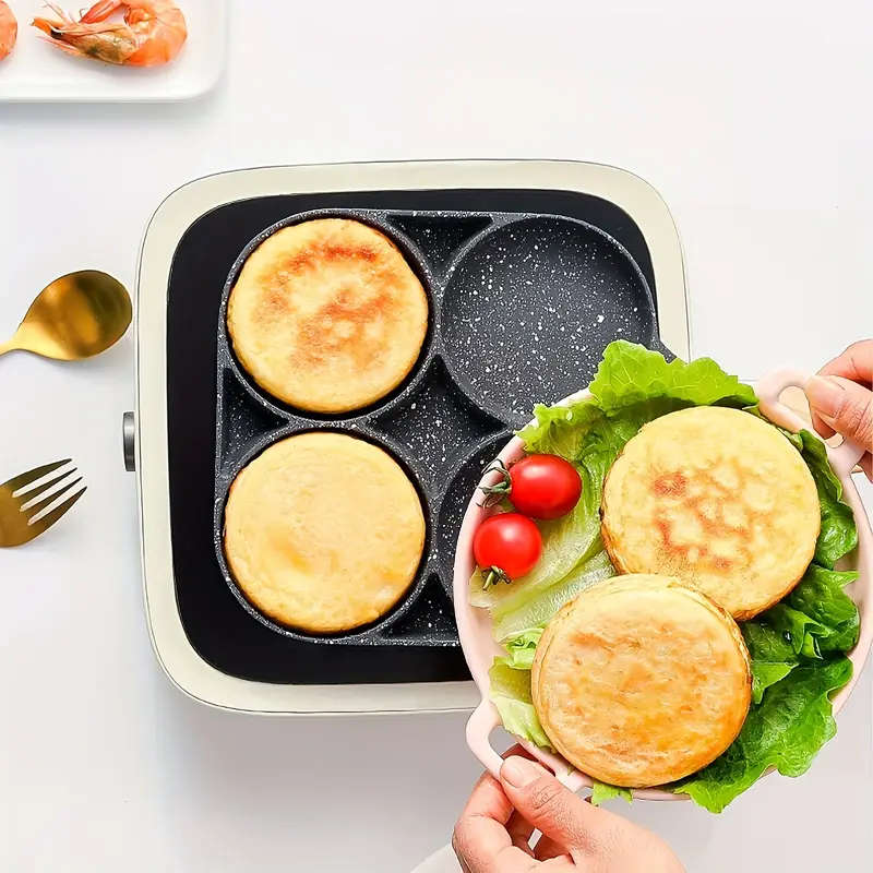 1pc versatile 4 hole non stick frying pan for   eggs dumplings steaks   aluminum alloy   breakfast more induction cooktop compatible details 6