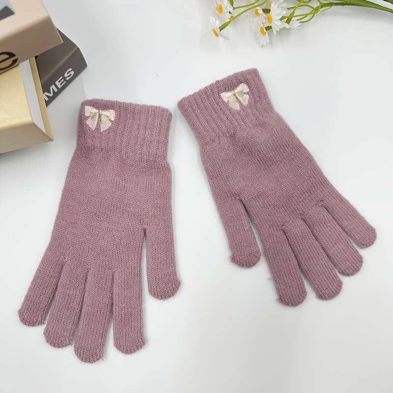 1 Pair Red Gray Warm Gloves
