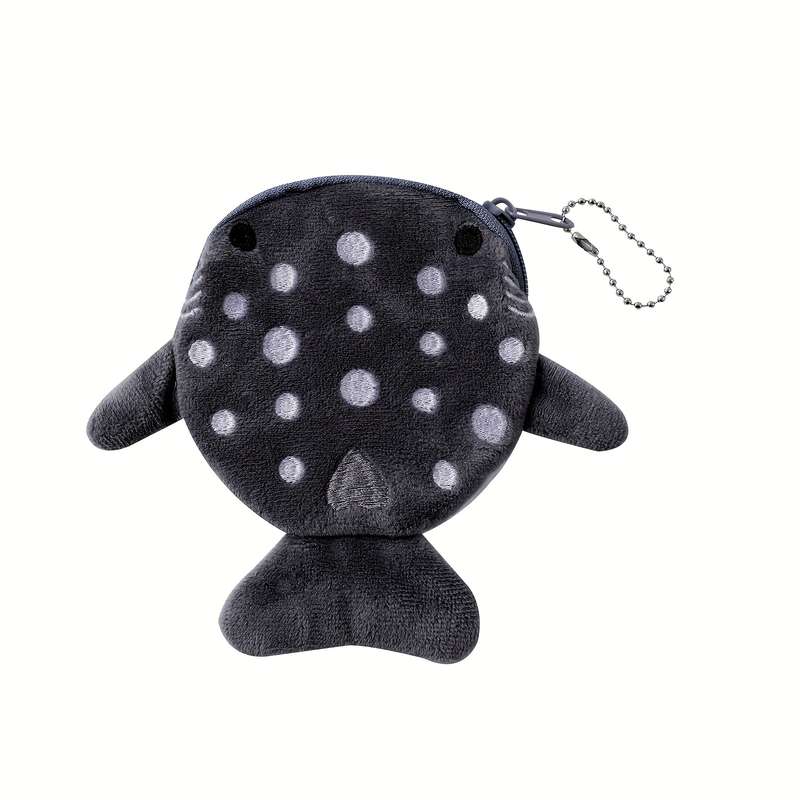 1pc Mini Whale Charm Coin Pouches Adorable Whale Designs Soft Polyester Hand Washable Zipper C