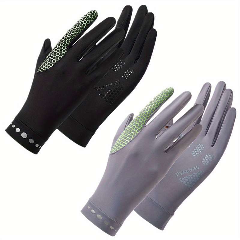1 Pair Black Darkgray One Size Summer Full Finger Gloves