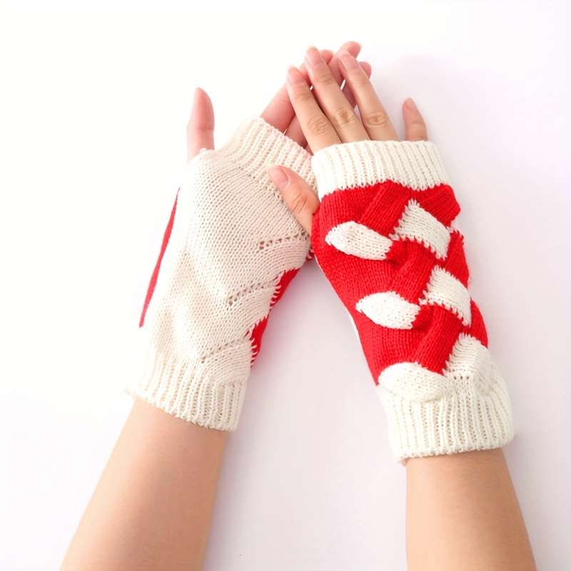 1 Pair Red Warm Gloves