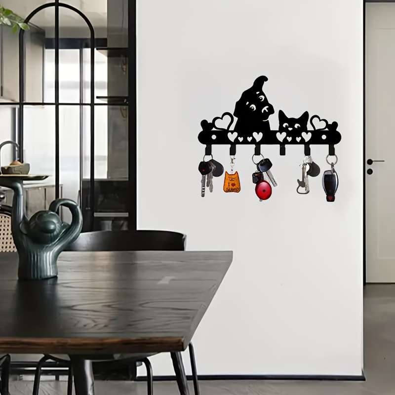 1pc Cute Animal Design Metal Key Holder Wall Mount Keychain Rack Versatile Use for Coat Hat Tow