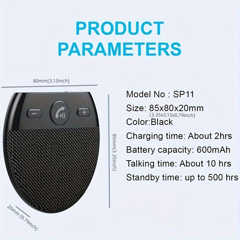 1Pc Wireless Vehicle Car V5.0 Speakers Handsfree Car Kit Hands Free Speakerphone Hands Free Sun Viso