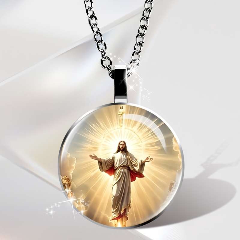1 Piece Silvery Jesus Theme Pendant
