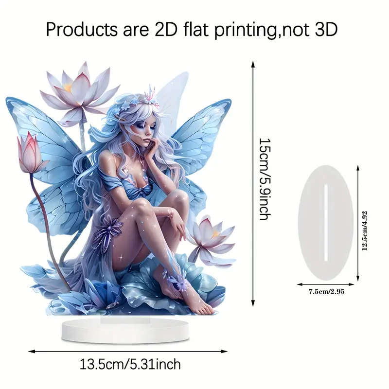 1pc 2D Flat 2D Flat One Charming Fairy and for Lotus Acrylic Desktop Sign Very Suitable for Home Ca