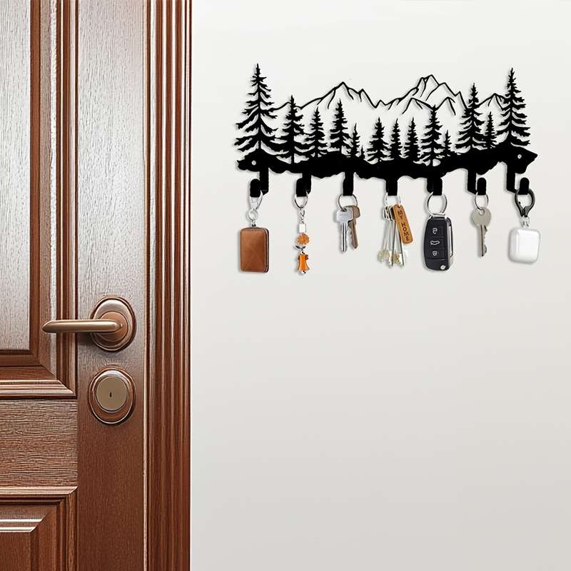 A Metal Forest-Themed Hook for Hanging Clothes And Keys Featuring Creative Ironwork Design Suitabl
