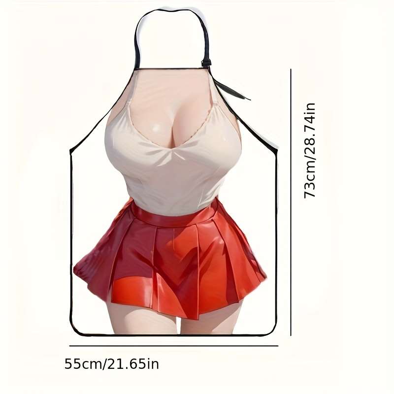 1pc Fashionable Polyester Apron for Women Woven Vest and Red Skirt Design Practical and Styli