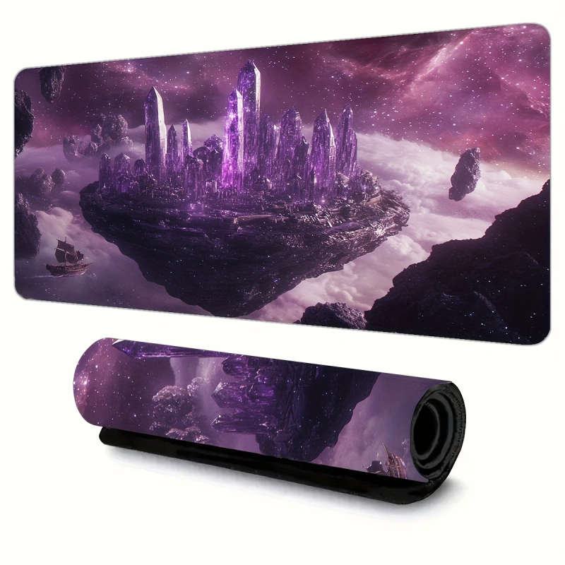 1pc 30x80cm Vibrant Purple Crystal Fantasy Gaming Mouse Pad Non-Slip Rubber Base