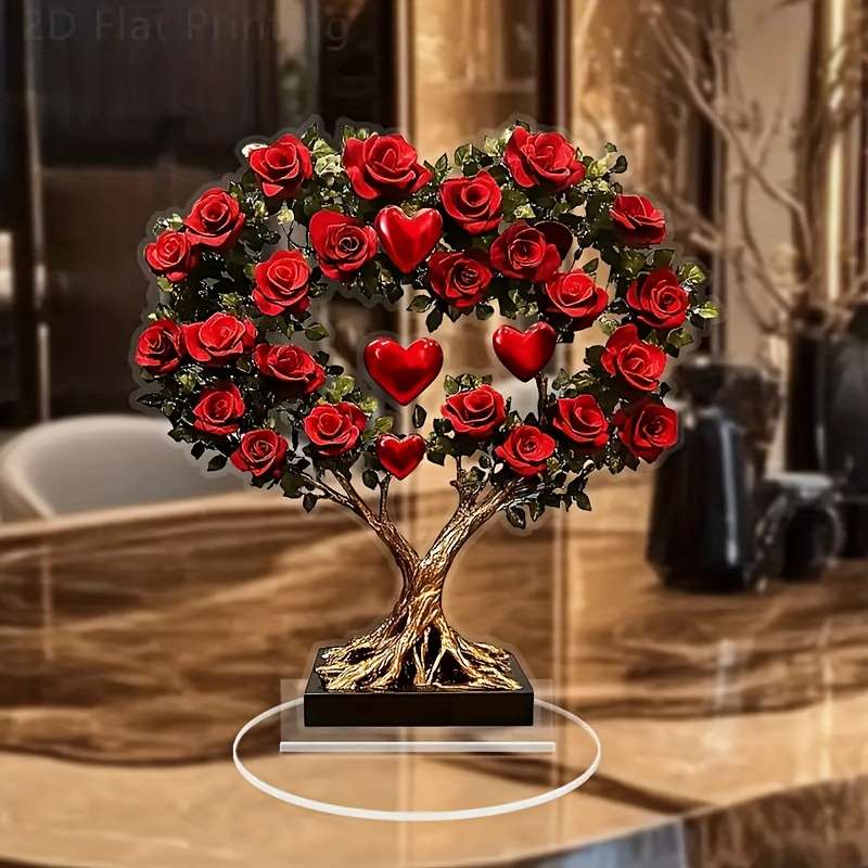 1pc 2D Flat  A Bouquet of Roses Filled with Love Along with a  Acrylic Ornament Makes a Great Ch