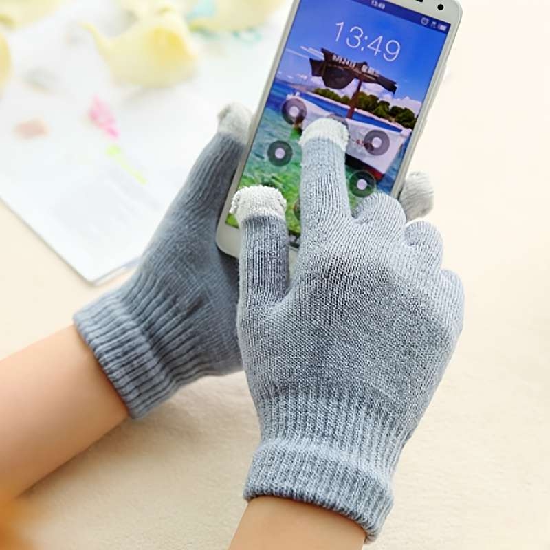1 Pair Grey Warm Gloves