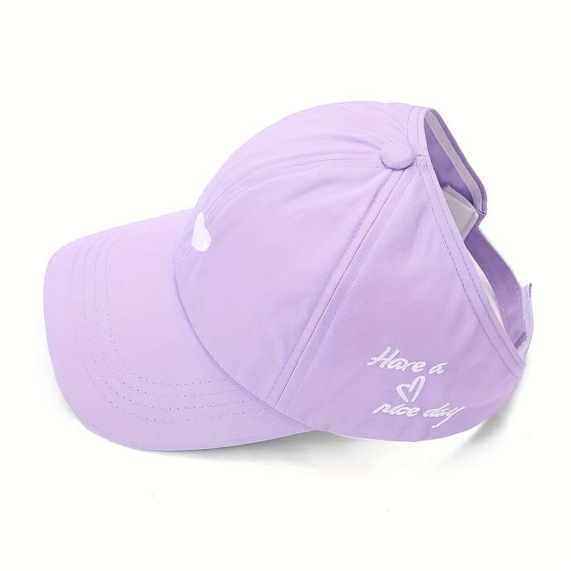 1pc Women's Lightweight Breathable Visor Cap "Have a Nice Day" Ponytail Baseball Hat Sun Protect