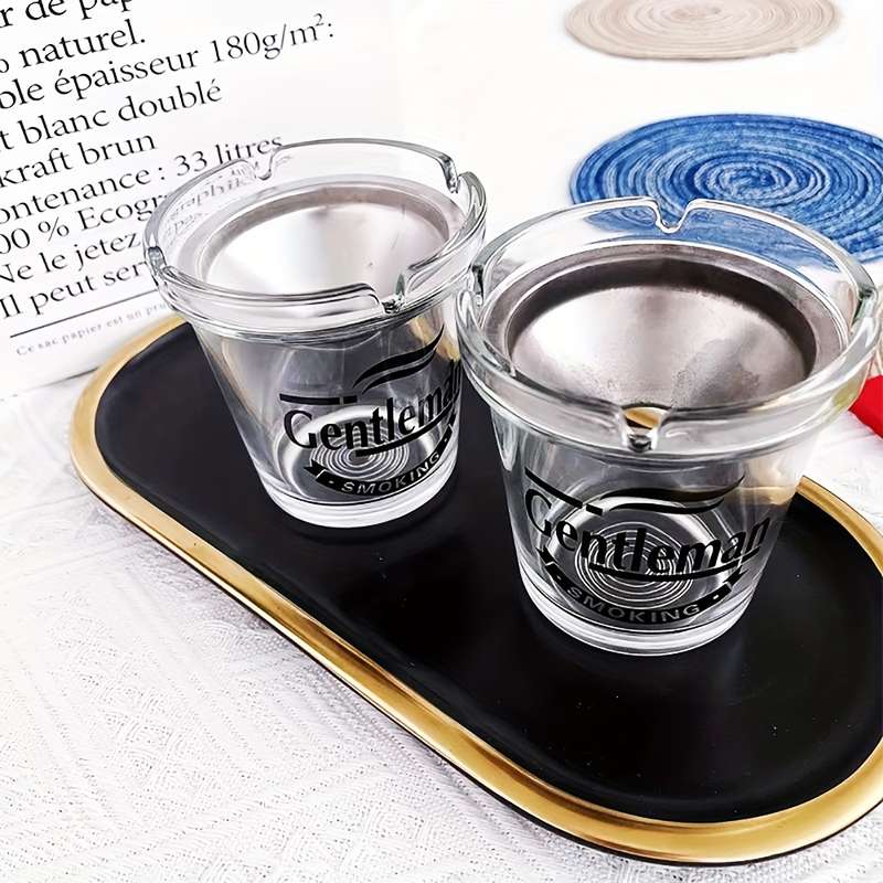 1pc Glass Funnel Ashtray with Lid Classic Round Design No Power Needed Windproof Dustproof