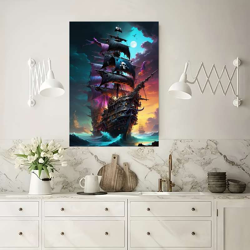 1000pcs Pirate Ship Puzzle Vibrant Night Sky Sailing Scene Challenging Brain Teas
