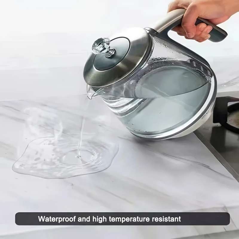 1pc Marble Pattern Self-Adhesive Kitchen Countertop Sticker 200x40cm Waterproof Oil-Resistan