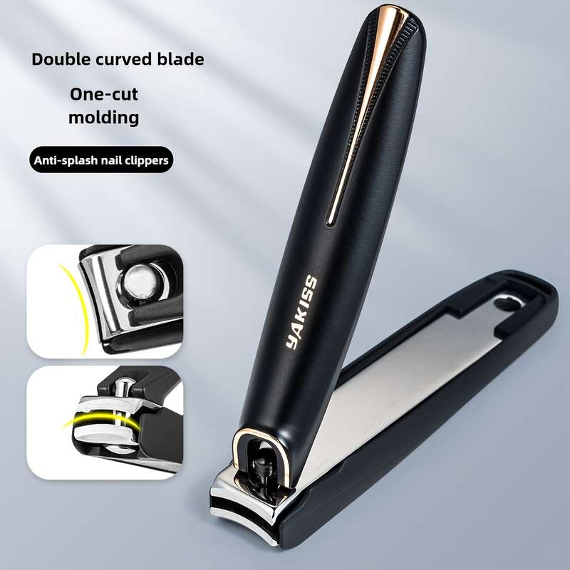 1pc Large Stainless Steel Nail Clippers Anti-Splash Portable Manicure Scissors with Concave Bl