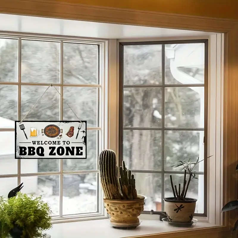 1pc Backyard Highlight Rustic Wooden BBQ Welcome Sign Perfect for Outdoor Grilling Area Kitchen Deco