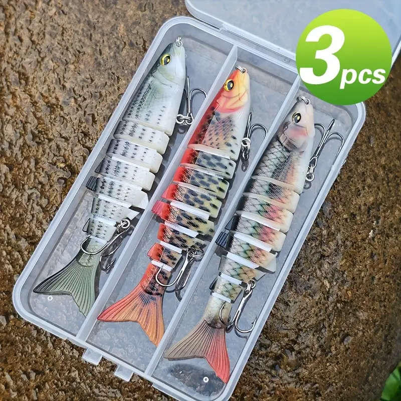 3pcs LureMaster Multi-Joint Fishing Lures Set ABS Hard Bait with UV Reflective Coating Assorted