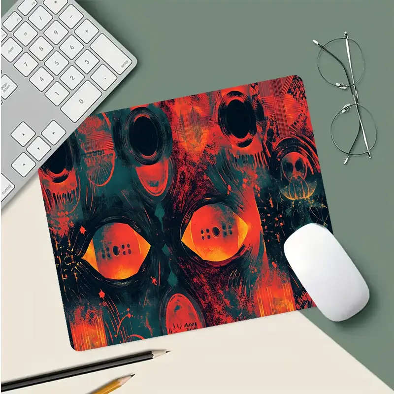 1pc 21x26cm Mythical Red Eye Artistic Rubber Non-Slip Mouse Pad Washable and Durable
