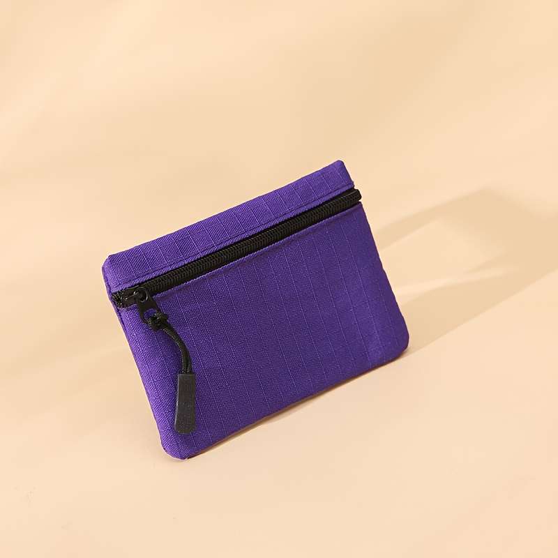 1pc New Mini Multi-Color Oxford Cloth Coin Purse with Solid Color Mesh Zipper Portable for Student