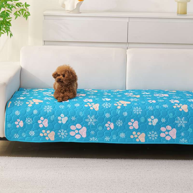 1piece Blue Snowflake Dog Paw Print Cooling Pad