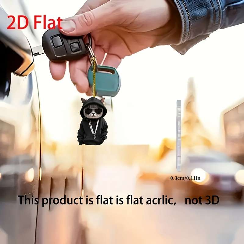 1pc 2D Flat  A Cute  Cartoon Black Cat Acrylic Pendant Perfect As a Gift Suitable for Rearview